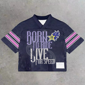 เสื้อยืดเจอร์ซีย์ทรงบ็อกซี่สำหรับผู้ชายรุ่นใหม่ล่าสุด ใส่สบายในช่วงฤดูร้อน แห้งเร็ว ผ้าตาข่าย พิมพ์ลายดิจิตอลตามสั่ง ทรงโอเวอร์ไซส์ - Product Image 4