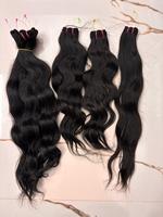 Rambut Manusia India Alami Bergelombang, Tebal di Ujung, Bebas Kusut, Remy Hair