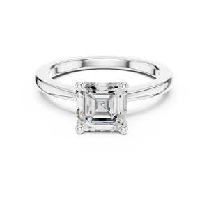 Anillo de Oro Blanco Sólido de 14k de Lujo con Diamante Cultivado en Laboratorio, Corte Asscher, Cuatro Puntas, a un Precio Razonable - Product Image 1