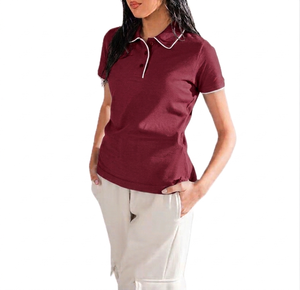 High Quality quick Dry Women's Polo Shirt Knitted Fabric Casual Wear Short Sleeve Regular Fit Polo Shirt OEM service - Product Image 1