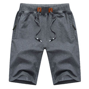 <b>Men's</b> Gray Cotton Bermuda <b>Shorts</b> Casual Drawstring Mid Waist Pockets Breathable Knitted <b>Shorts</b> - Product Image 1