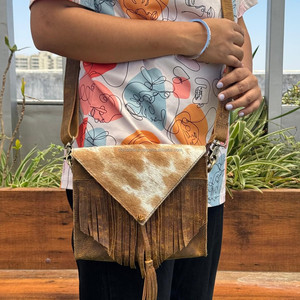Bolso bandolera de piel de vaca hecho a mano con flecos, bolso de hombro de estilo occidental bohemio con correa ajustable, bolsos de cuero genuino - Product Image 4