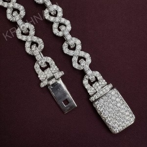สร้อยคอแบบ Cuban Link ขนาด 10 มม. ประดับเพชร VVS Lab Diamond ดีไซน์ Infinity Chain สไตล์ฮิปฮอป  แบบสั่งทำได้  สำหรับผู้ชายและผู้หญิง  เครื่องประดับสุดหรู  เหมาะเป็นของขวัญ - Product Image 5