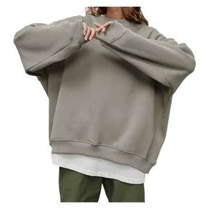 Sudadera de Forro Polar Oversize de Cuello Alto para Mujer, 100% Algodón, con Hombros Caídos, Venta al por Mayor de Fábrica, Impresión de Logotipo Personalizado, Color Liso - Product Image 1