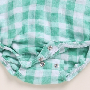 Premium Quality Organic <b>Muslin</b> Bubble Romper Pack of 2 Teal Check and Sage Check for <b>Baby</b> - Product Image 5