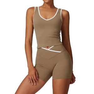 ชุดวอร์มเล่นยิมเอวสูงสำหรับผู้หญิง & สปอร์ตบราสำหรับเล่นกีฬาเซตโยคะสำหรับออกกำลังกายแบบ2ชิ้น - Product Image 1