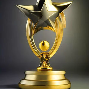 Élégant trophée étoile dorée avec un accent sphérique. Qualité supérieure disponible à prix de gros. - Product Image 1