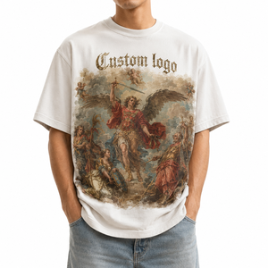 Camiseta Oversize de Algodón 100% de Tallas Grandes con Estampado Gráfico Moderno, Impresión Digital DTG, Estilo Gótico, Streetwear, Cuello Redondo, Casual y de Tela Gruesa - Product Image 2