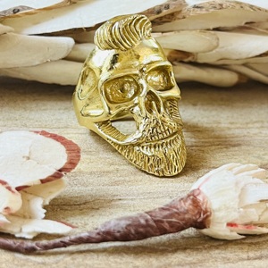 Modern Style Skull <b>Rings</b> Gothic Brass Jewelry Men 18k Gold Plated <b>Chunky</b> Biker Band Statement Hip Hop Punk <b>Ring</b> Wholesale/OEM - Product Image 5