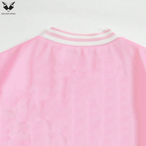 Newest Pink Varsity Jacket Full Sleeve Contrast Color Solid Design Turn-<b>down</b> Collar Regular Fit Spring Wear Women's Outerwear - Product Image 4