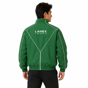 Custom <b>Men</b> Green Track Windbreaker <b>Jacket</b> Lightweight Zip Up Sports Training <b>Jacket</b> Premium Polyester Running Casual Outdoor OEM - Product Image 4