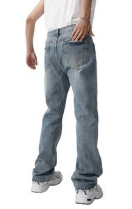 กางเกงยีนส์ผู้ชายทรงตรงขนาดใหญ่พิเศษกางเกงยีนส์ขายาวผ้าเดนิมคุณภาพสูงทรงตรงคลาสสิกออกแบบได้ตามต้องการ - Product Image 4