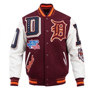 Factory Wholesale Street Hip Hop Style Baseball <b>Jackets</b> for <b>Men</b> and Women Custom Embroidered Oversized Fit Sweatshirts - Product Image 4