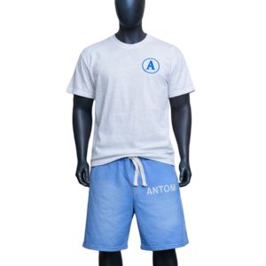 Nouvel ensemble t-shirt et short en coton personnalisé, sans taxes, avec logo brodé, col rond pour homme, ensemble t-shirt et short Dummer - Product Image 1