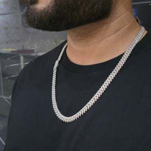 925 <b>Silver</b> Moissanite Cuban Link Chain Necklace Rhodium Plated Hiphop Iced Out <b>Choker</b> Gift for Unisex Party Jewelry - Product Image 4