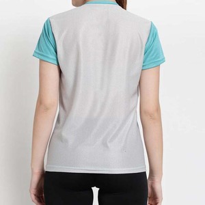 เสื้อยืดแขนสั้นคอกลมทรงสปอร์ตสำหรับผู้หญิง สีฟ้าอ่อนเทา ด้านข้างเป็นผ้าตาข่าย แห้งเร็ว ผลิตจากโพลีเอสเตอร์ถัก ทรงปกติ สำหรับฤดูใบไม้ผลิและฤดูร้อน - Product Image 2