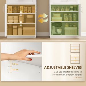 Modern Freestanding <b>Pantry</b> Cabinet for <b>Kitchen</b> White Doors Drawer Adjustable Shelving Durable Wood Metal Plastic Steel Material - Product Image 5