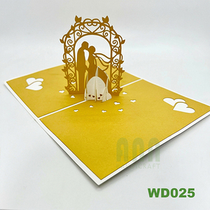 Tarjeta de invitación de boda 3D de lujo, hecha a mano, con silueta de novios en kirigami, regalo de aniversario o San Valentín de Vietnam. - Product Image 3