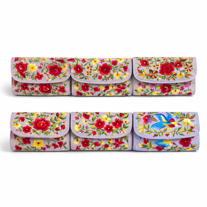 Hand Embroidered Fabric Purses with Floral & Bird Motifs, Artisan Clutch <b>Bags</b> for Evening, <b>Festive</b> & Ethnic Wear - Product Image 1
