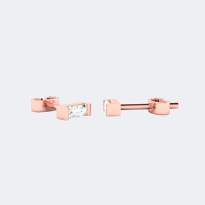 ต่างหูแบบคลาสสิกทรงบาแกตต์ 0.10 กะรัต - Product Image 4