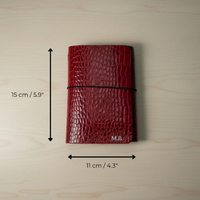 Couverture de carnet personnalisée en cuir gaufré crocodile rouge, monogramme sur mesure, format A6, rechargeable, cadeau d'écriture, Al Amir