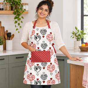 Sai Impex Printed <b>Apron</b> Coffee Pattern Red <b>White</b> Cotton Kitchen Hotel Restaurant Use Modern Style Sustainable Anti- Washable - Product Image 4