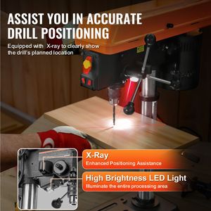 Benchtop Drill Press with 6.2A Induction Motor Adjustable 650/1050/1800/2350/<b>3100</b> RPM Tabletop DIY Drilling Machine - Product Image 4