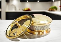 Meilleur ensemble de casseroles en laiton Thermosteel fait main avec élégante mallette isotherme, lot de 3 pour la cuisine et le service de buffet