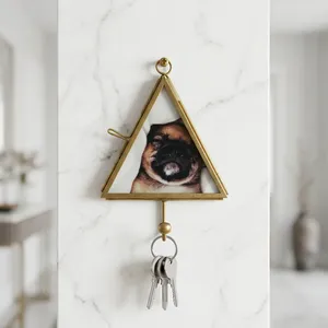 Artisan <b>Design</b> Triangle Brass/Glass Photo <b>Frame</b> with Hook Durable <b>Wall</b> Decor for Home-Model PF1013 - Product Image 2