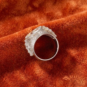 <b>Mens</b> <b>Silver</b> Tone Moissanite Baguette Cut Luxury Engagement Wedding Gift Hip Hop Statement <b>Ring</b> for <b>Men</b> Daily Wear - Product Image 4