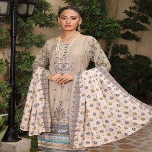 Colección de lino pakistaní-Vestido de fiesta Hermoso y elegante Ropa informal Pakistán e indio Vestido de Panjabi de lino de 3 piezas para mujer - Product Image 4