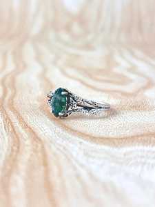 Handmade Moss Agate Ring <b>Leaves</b> Tree Branch Branches Sterling Silver Nature Inspired Engagement Women Jewelry - Product Image 2