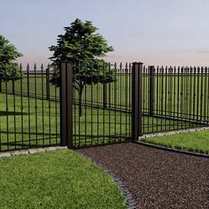 Modern Wrought Iron Fencing Clean Vertical <b>Bars</b> Powder Coated Eco-Friendly for Villas Offices Gardens Contemporary Exteriors - Product Image 3