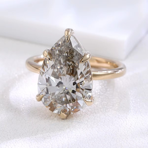 Anillo de Diamante Cultivado en Laboratorio de Oro Sólido de 10K, Forma de Pera, Color D, VVS, 5 CT, Anillo de Compromiso con Diamante Cultivado en Laboratorio, Certificado IGI - Product Image 1