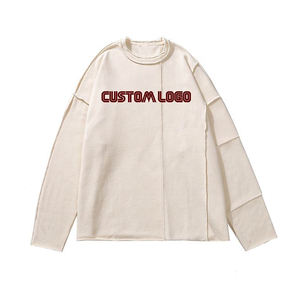 เสื้อยืดสตรีทแวร์คัสตอม ขอบดิบ พิมพ์ลายกราฟิก ผ้าคอตตอนหนา วินเทจ ล้างสีแบบแอซิดวอช เสื้อยืดแขนยาวสองชั้นสำหรับผู้ชาย - Product Image 2