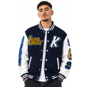 High Quality Customizable Men's Bomber <b>Jacket</b> with <b>Patchwork</b> Ripped Embroidery Letter Spot Design-Breathable Winter Oversized - Product Image 3