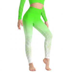 Leggings de yoga taille haute pour femme, couleur unie, longueur intégrale, en maille respirante, Spandex et Polyester, avec design ajouré - Product Image 3
