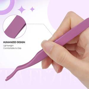 Pince à épiler de précision en acier inoxydable durable de 10 mm, pointe incurvée, outil de maquillage pour salon de beauté et sourcils - Product Image 3