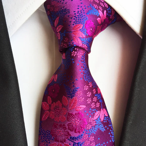 Cravate homme 8 cm 100% soie, motif floral rose, design Paisley original, pour mariage et fête, accessoires de chemise pour homme - Product Image 4