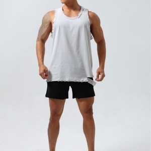 Débardeur de sport tricoté respirant de haute qualité pour hommes, 100 % polyester, noir uni, vente en gros - Product Image 1