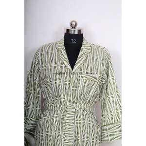 Camisa de Manga Corta Tipo Kimono para Fiestas, Vestido Cruzado, Camisa de Algodón Floral, Ropa de Dormir, Vestido Informal de Algodón Indio Suave para Mujer - Product Image 1