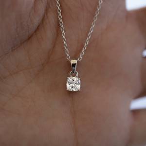 Wholesale IGI Certified 1 Ct 14K Yellow Gold Plated CVD Lab Grown VVS Diamond Brilliant Cut Color <b>D</b> Luxury Engagement <b>Necklace</b> - Product Image 6