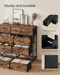 ตู้ลิ้นชักสีน้ำตาลสไตล์โมเดิร์น 9 ช่อง สำหรับเฟอร์นิเจอร์ห้องนอน - Product Image 3