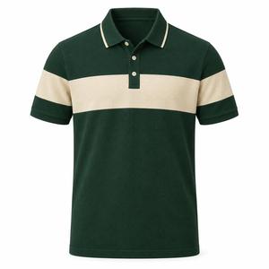 Polo de Manga Corta para Hombre, con Bloques de Color, Rayas, Tejido de Punto, Corte Regular, Cierre de Botones, Tela Piqué - Product Image 1