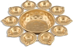 Temple Decor Metal Urli Bowl Antique Finish Floating Diya Flower Decorative Centerpiece for <b>Mandir</b> Use - Product Image 6