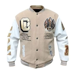 Veste de baseball légère en polaire brodée avec logo personnalisé OEM, col montant, grande taille, style streetwear pour homme - Product Image 1