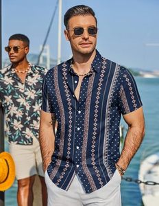 Camisa de playa tropical para hombre, manga corta, estampado hawaiano, informal, con botones, colorida, floral, para vacaciones, camisa de verano para hombre - Product Image 2