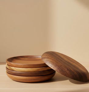 Ensemble d'assiettes en bois faites à la main durables, design moderne - Product Image 3