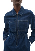 Vestido Camisero Vaquero Personalizado al por Mayor para Mujer, Sin Mangas, con Cremallera Frontal, Casual, Tejido, Fruncido, Largo hasta la Rodilla, Cintura Elástica, Encaje, Corte en A