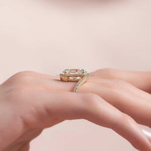 IGI/GIA Lab Grown Vintage 14K oro blanco Unisex boda/anillo de compromiso corte diamante aniversario fiesta regalo pera corte ovalado - Product Image 2